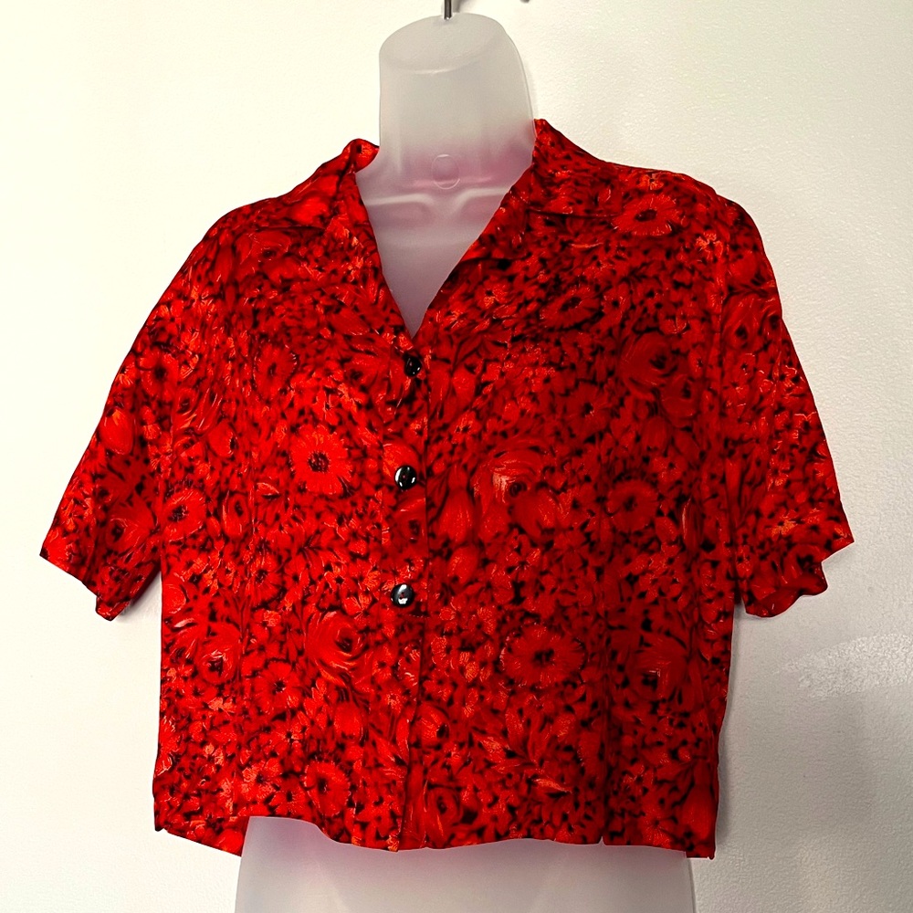Vintage Crop Top Button up
